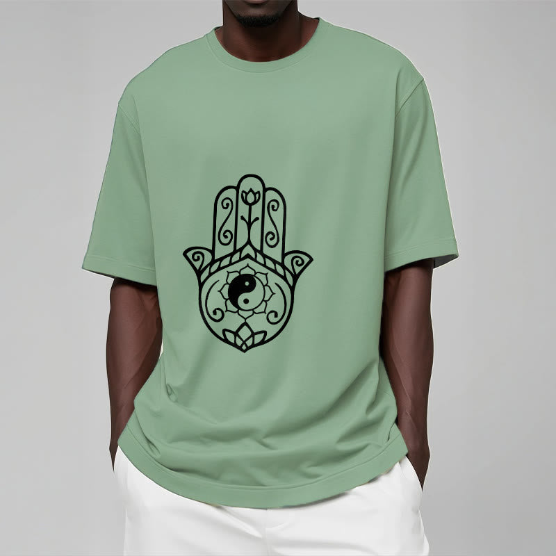 Buddha Stones Hamsa Hand Yin Yang Muster T-Shirt Baumwolle T-Shirt - image 16
