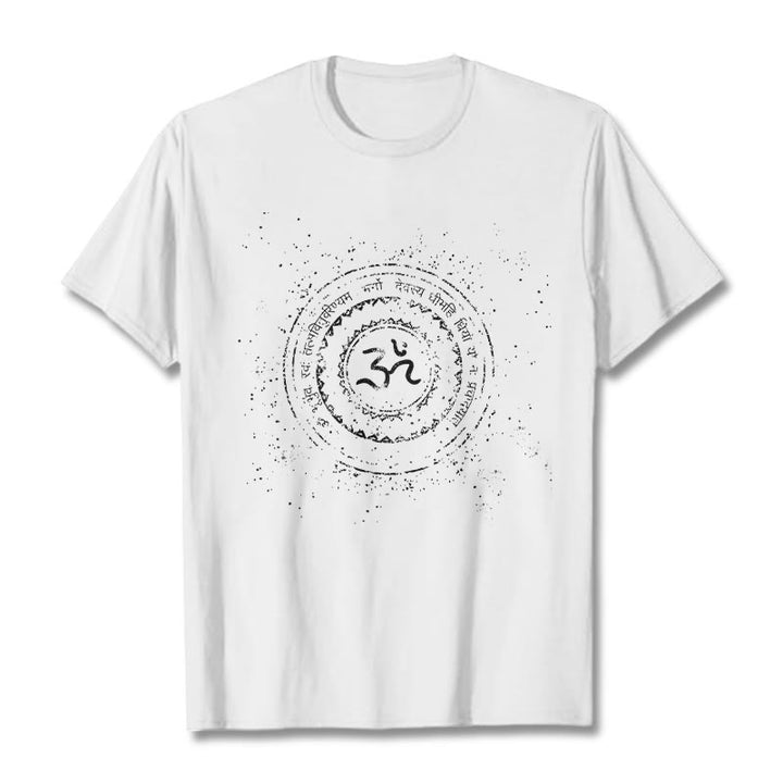 Buddha Stones Mandala Om Symbol Mantra Muster T-Shirt Baumwolle T-shirt - Weiß - 2XL - image 1