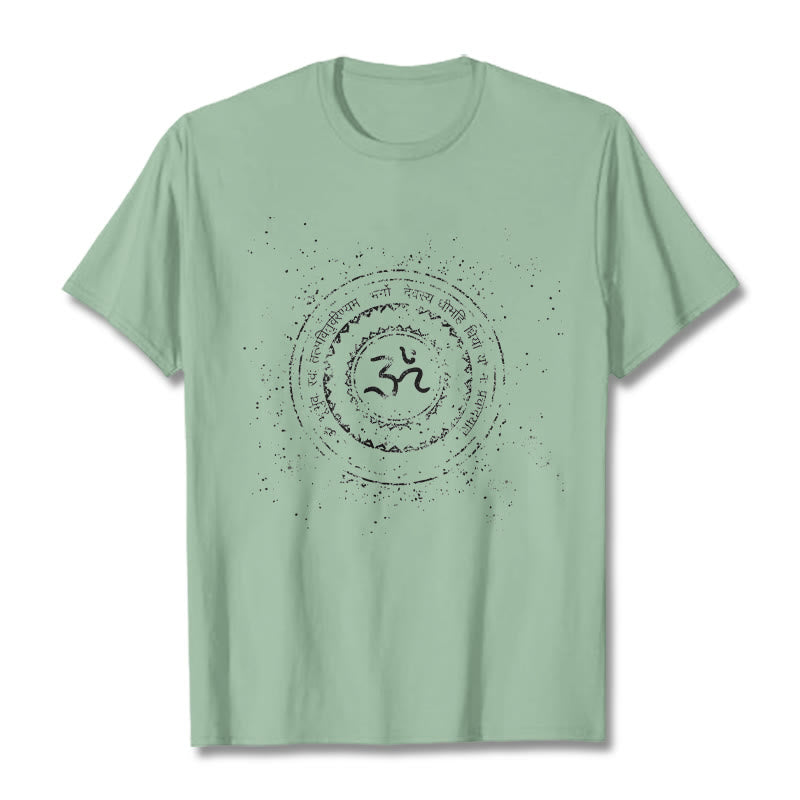 Buddha Stones Mandala Om Symbol Mantra Muster T-Shirt Baumwolle T-shirt - Blassgrün - 2XL - image 15