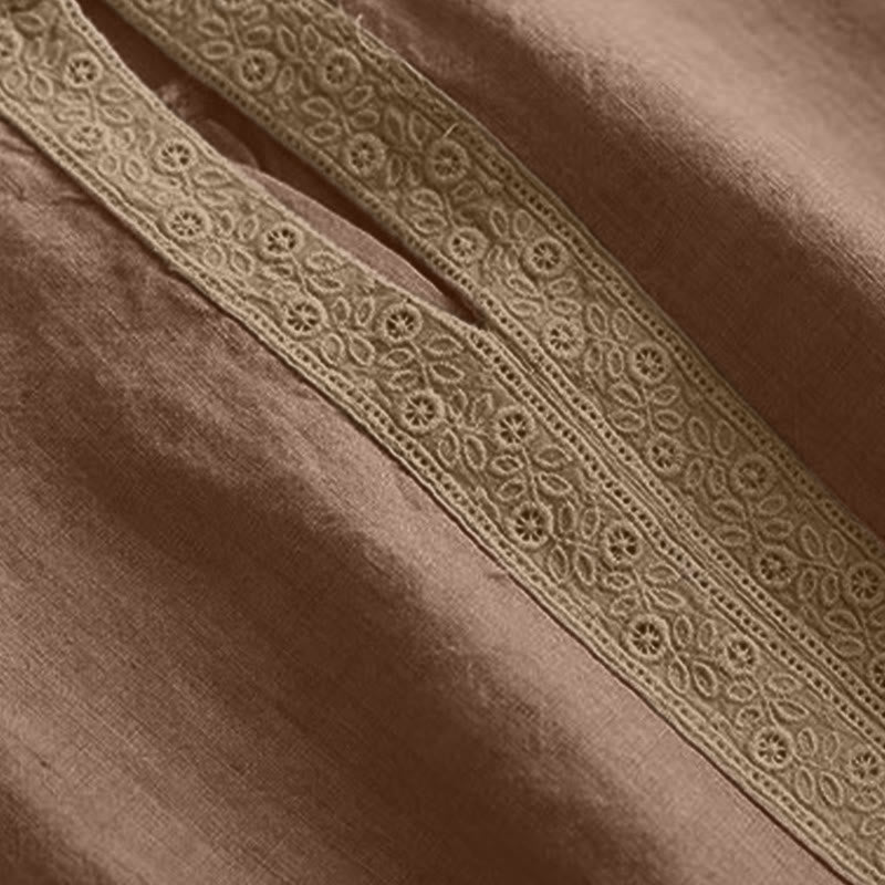 Buddha Stones Lässiges, schlichtes Damen-Hemd mit Rundhalsausschnitt und Dreiviertelärmeln - image 5