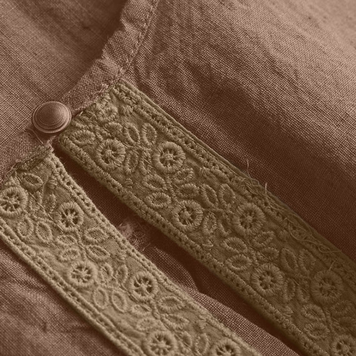 Buddha Stones Lässiges, schlichtes Damen-Hemd mit Rundhalsausschnitt und Dreiviertelärmeln - image 12