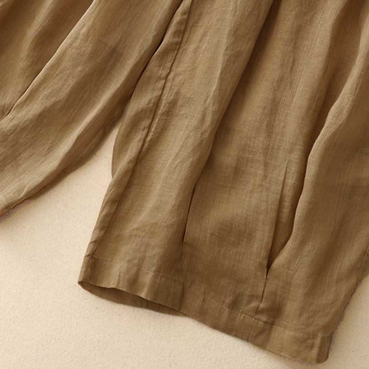 Buddha Stones Lässige, lockere, doppellagige, kurze Hose in 7-8 Länge für Damen mit Taschen - image 1