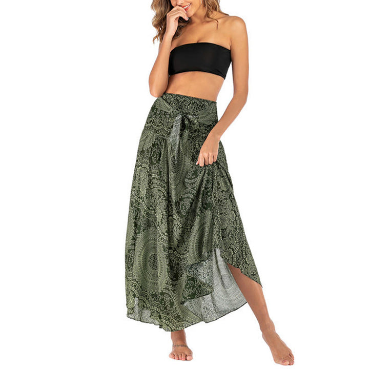 Buddha Stones Zwei Stil Tragen Boho Kompass Rose Blume Rock Kleid - image 3