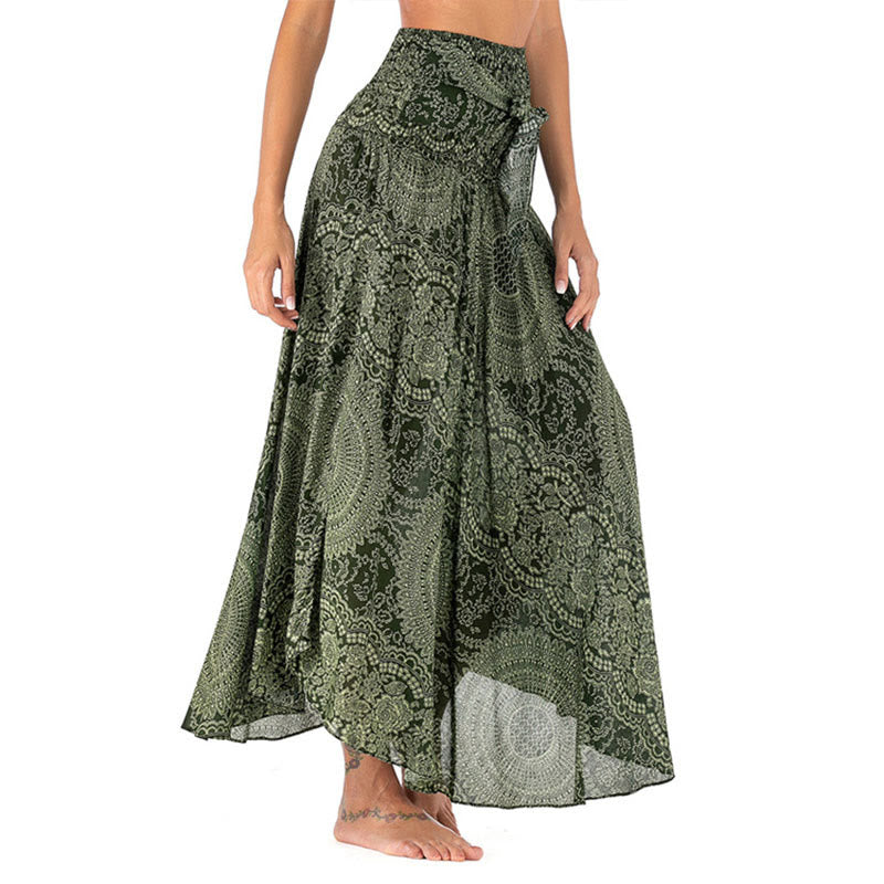 Buddha Stones Zwei Stil Tragen Boho Kompass Rose Blume Rock Kleid - image 2