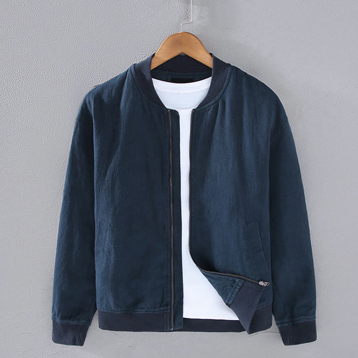 Buddha Stones Winter-Reißverschluss-Design, Stehkragen, Herren-Langarmjacke aus Baumwolle und Leinen mit Taschen - Marine - US/ UK/AU42,EU52 (3XL) - image 1