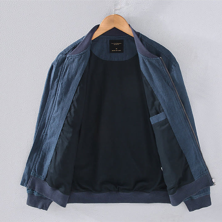 Buddha Stones Winter-Reißverschluss-Design, Stehkragen, Herren-Langarmjacke aus Baumwolle und Leinen mit Taschen - image 2