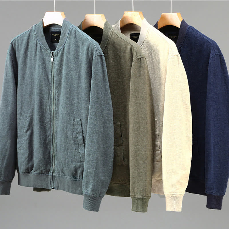 Buddha Stones Winter-Reißverschluss-Design, Stehkragen, Herren-Langarmjacke aus Baumwolle und Leinen mit Taschen - image 14