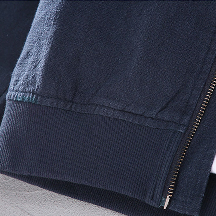 Buddha Stones Winter-Reißverschluss-Design, Stehkragen, Herren-Langarmjacke aus Baumwolle und Leinen mit Taschen - image 10