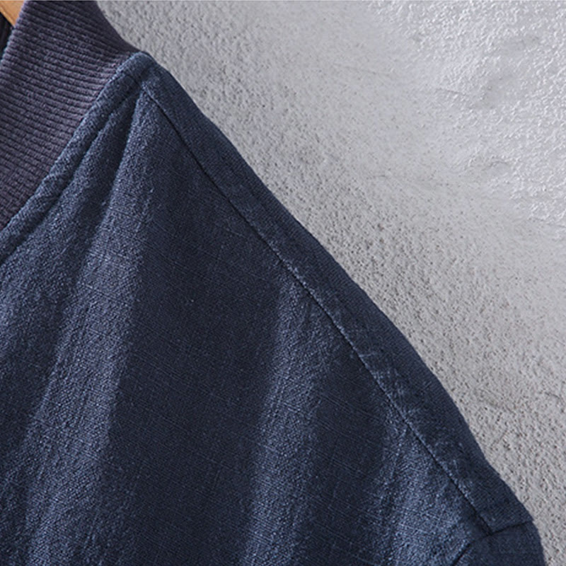 Buddha Stones Winter-Reißverschluss-Design, Stehkragen, Herren-Langarmjacke aus Baumwolle und Leinen mit Taschen - image 6