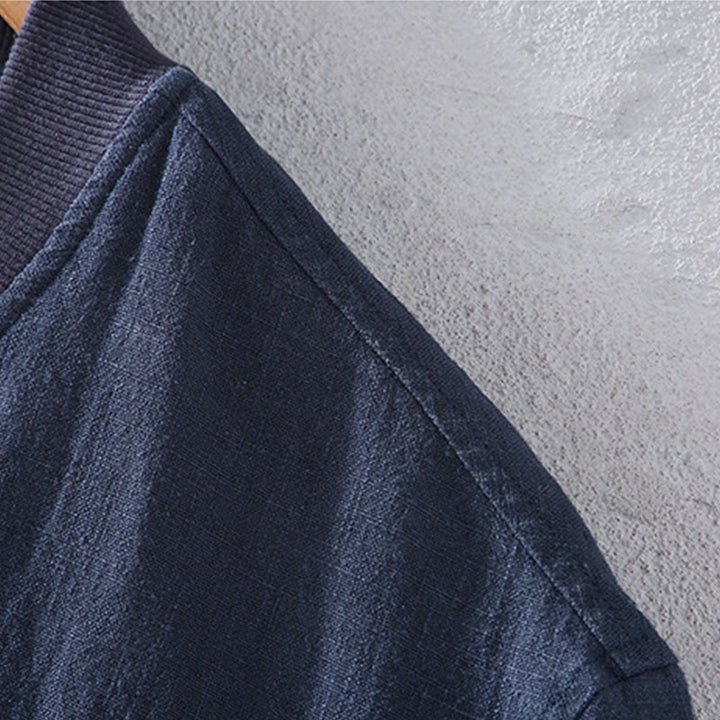 Buddha Stones Winter-Reißverschluss-Design, Stehkragen, Herren-Langarmjacke aus Baumwolle und Leinen mit Taschen - image 6