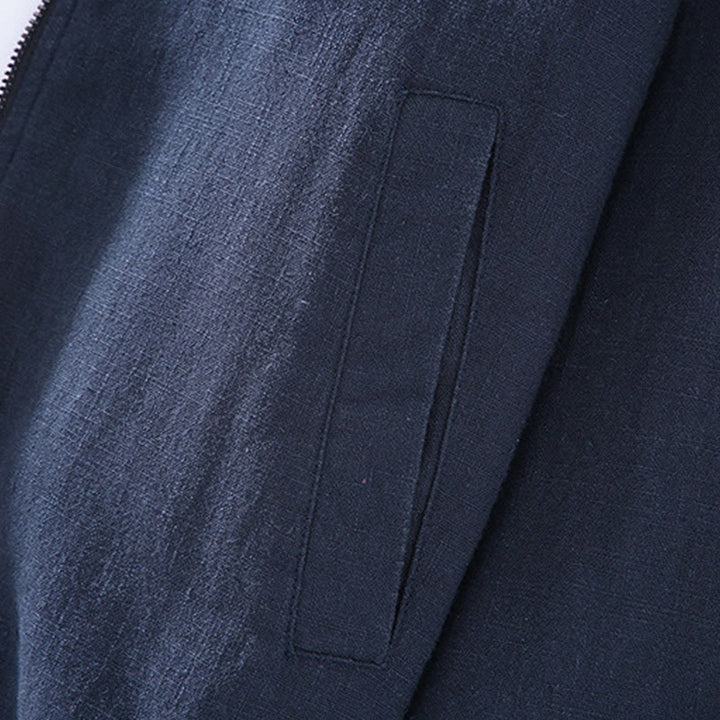 Buddha Stones Winter-Reißverschluss-Design, Stehkragen, Herren-Langarmjacke aus Baumwolle und Leinen mit Taschen - image 8