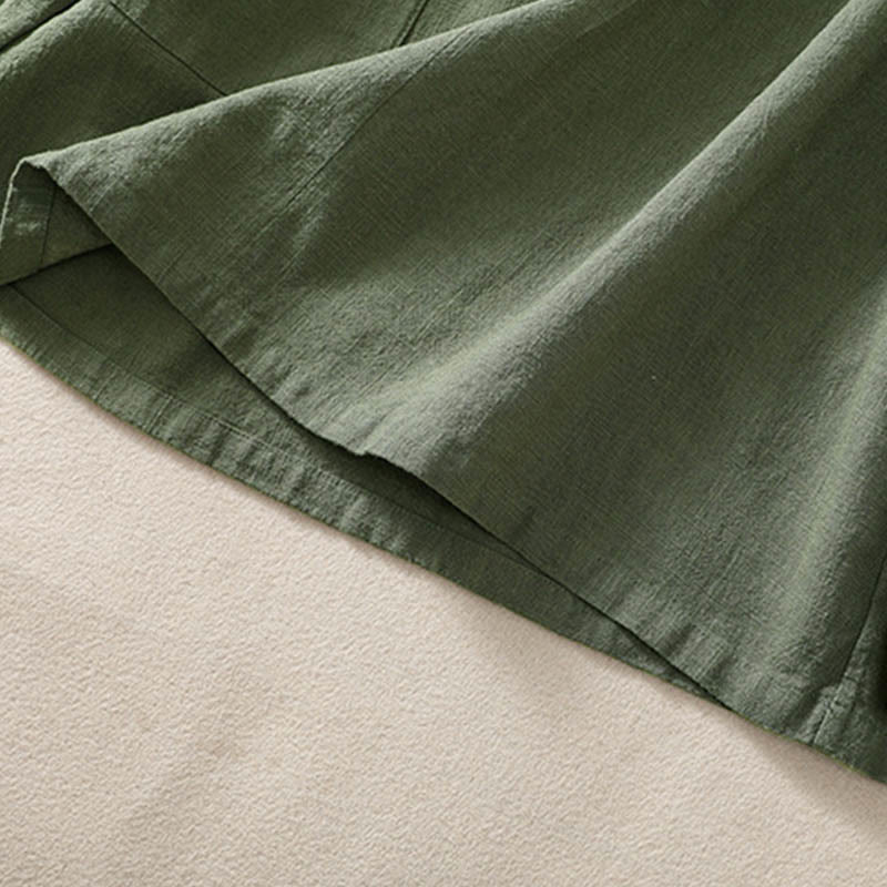 Buddha Stones Lässiges Damen-Langarmshirt mit Knöpfen und Rundhalsausschnitt aus Baumwolle mit Taschen - image 3