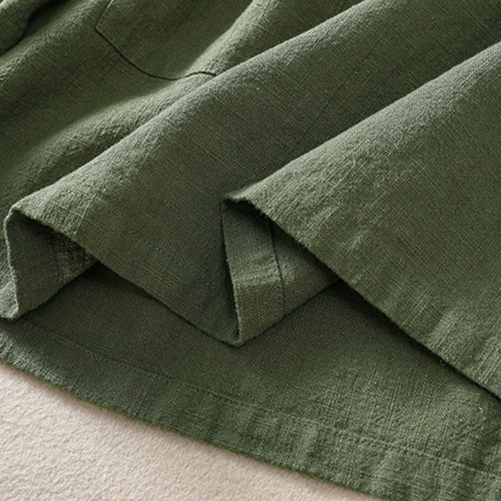 Buddha Stones Lässiges Damen-Langarmshirt mit Knöpfen und Rundhalsausschnitt aus Baumwolle mit Taschen - image 6