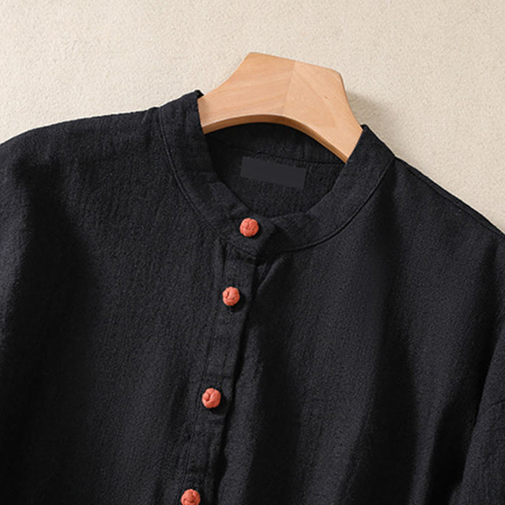 Buddha Stones Lässiges Damen-Langarmshirt mit Knöpfen und Rundhalsausschnitt aus Baumwolle mit Taschen - image 11