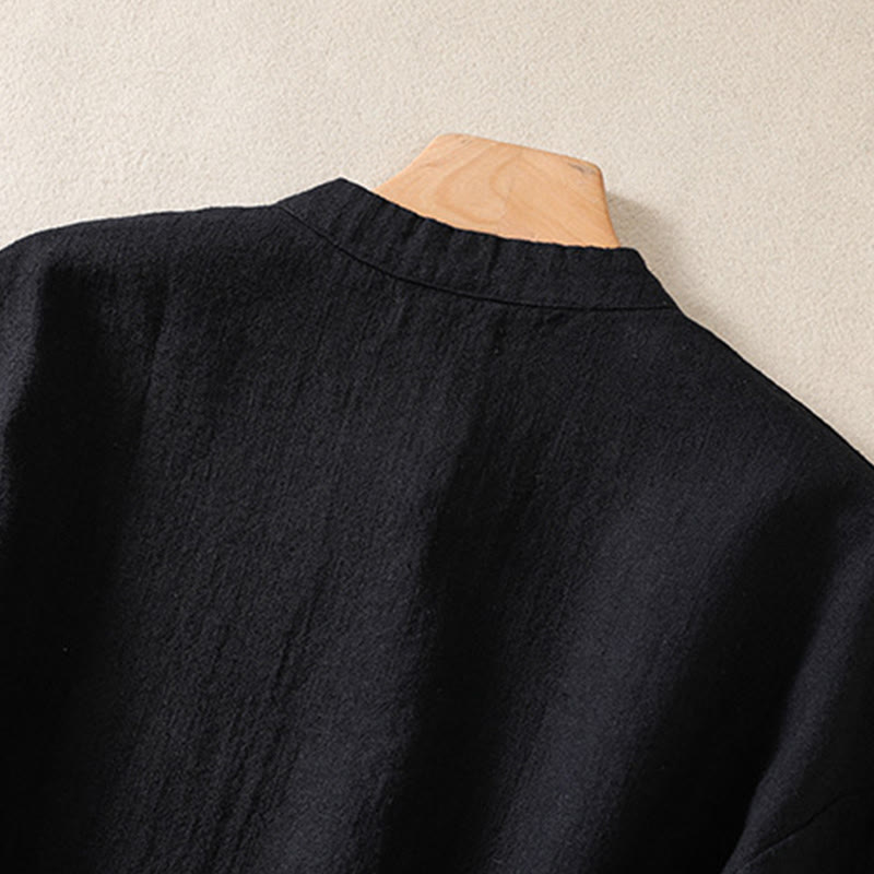 Buddha Stones Lässiges Damen-Langarmshirt mit Knöpfen und Rundhalsausschnitt aus Baumwolle mit Taschen - image 14