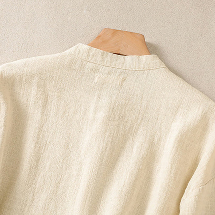 Buddha Stones Lässiges Damen-Langarmshirt mit Knöpfen und Rundhalsausschnitt aus Baumwolle mit Taschen - image 24