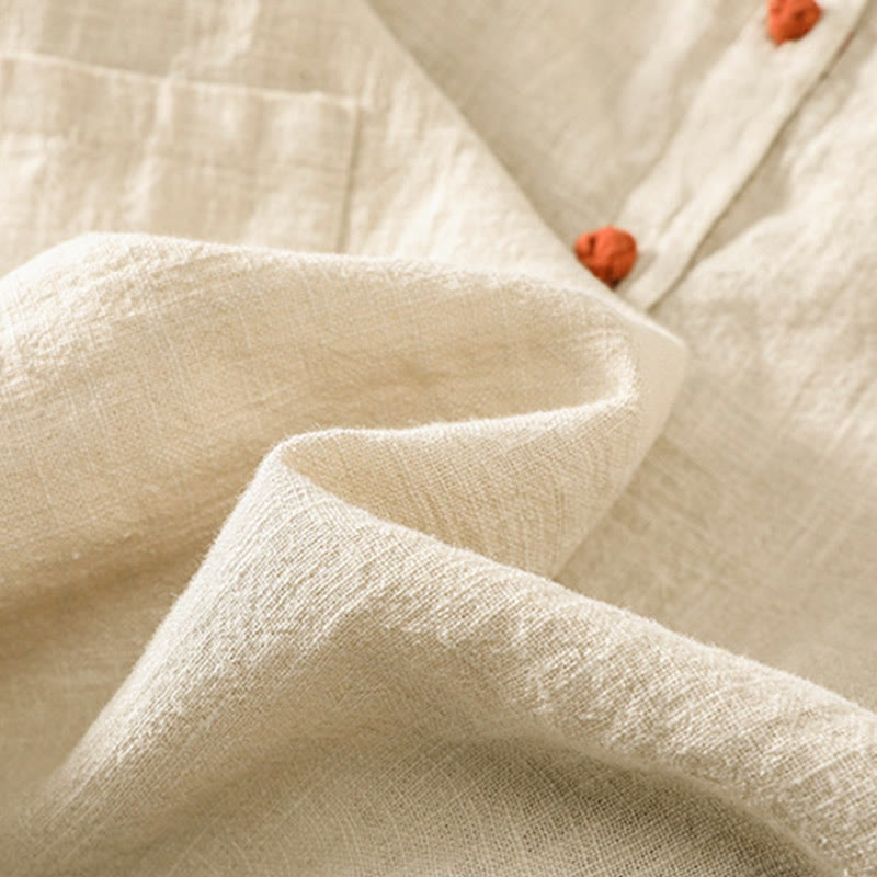 Buddha Stones Lässiges Damen-Langarmshirt mit Knöpfen und Rundhalsausschnitt aus Baumwolle mit Taschen - image 25