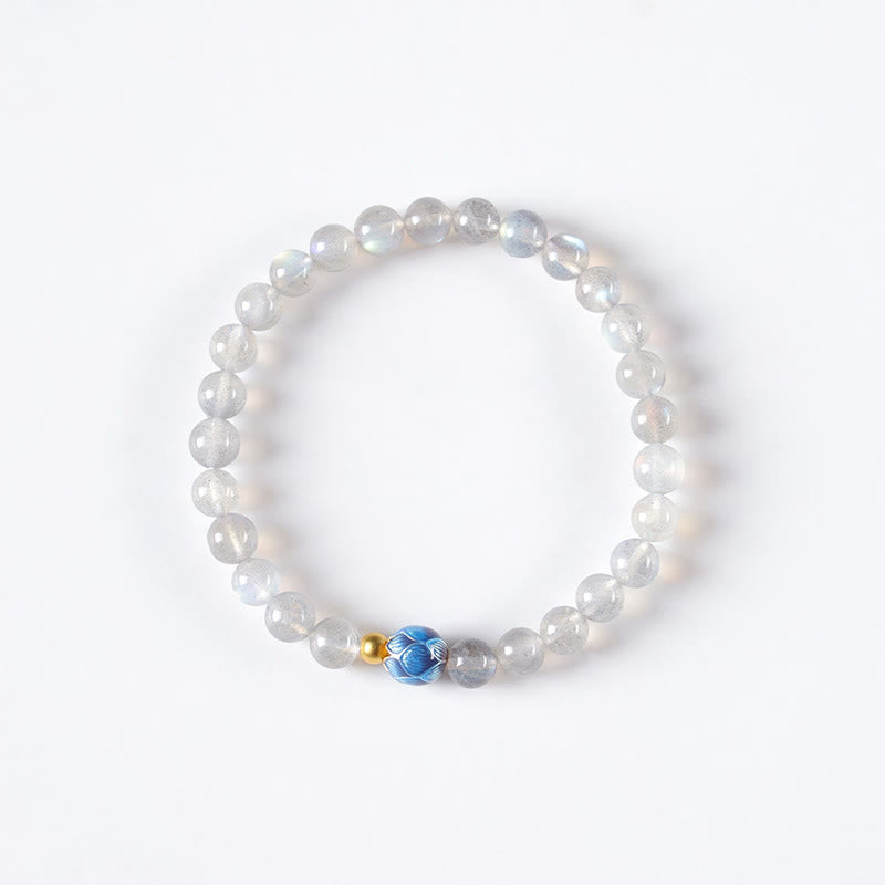 Buddha Stones Natürlicher Mondstein Lotus Love Charming Armband - image 7