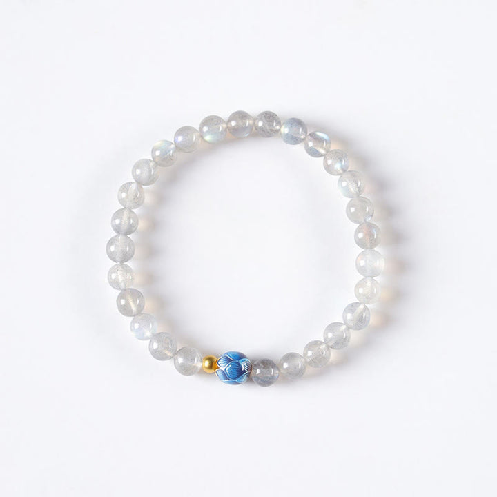 Buddha Stones Natürlicher Mondstein Lotus Love Charming Armband - image 7