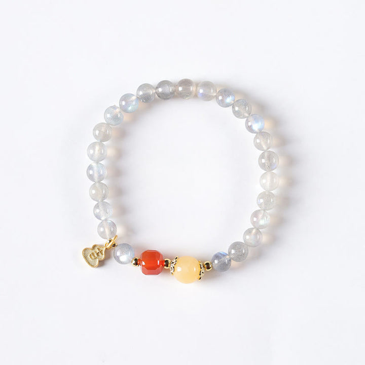 Buddha Stones Natürlicher Mondstein Lotus Love Charming Armband - image 12