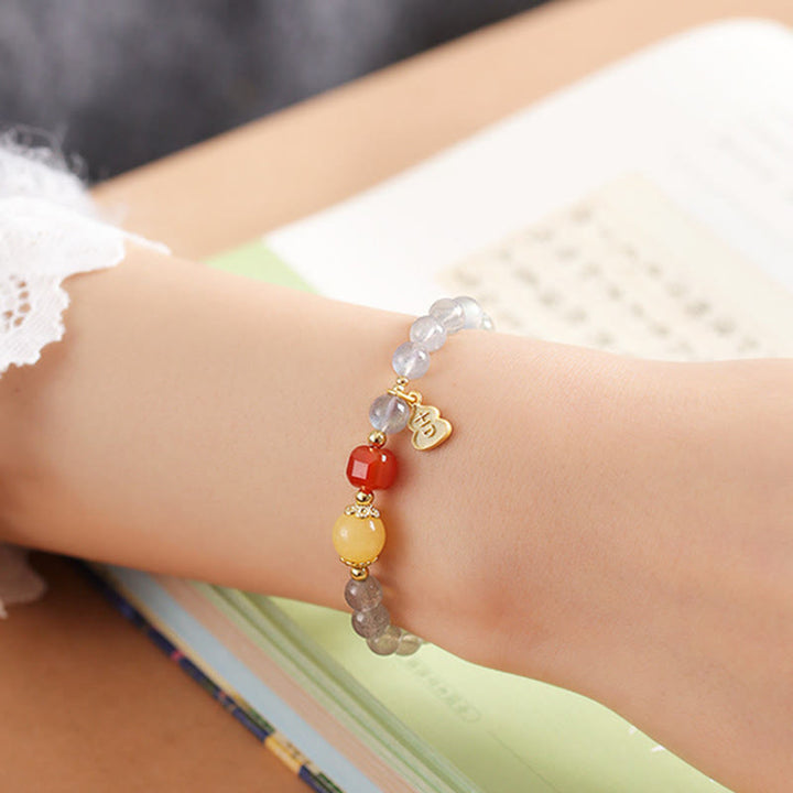 Buddha Stones Natürlicher Mondstein Lotus Love Charming Armband - image 13