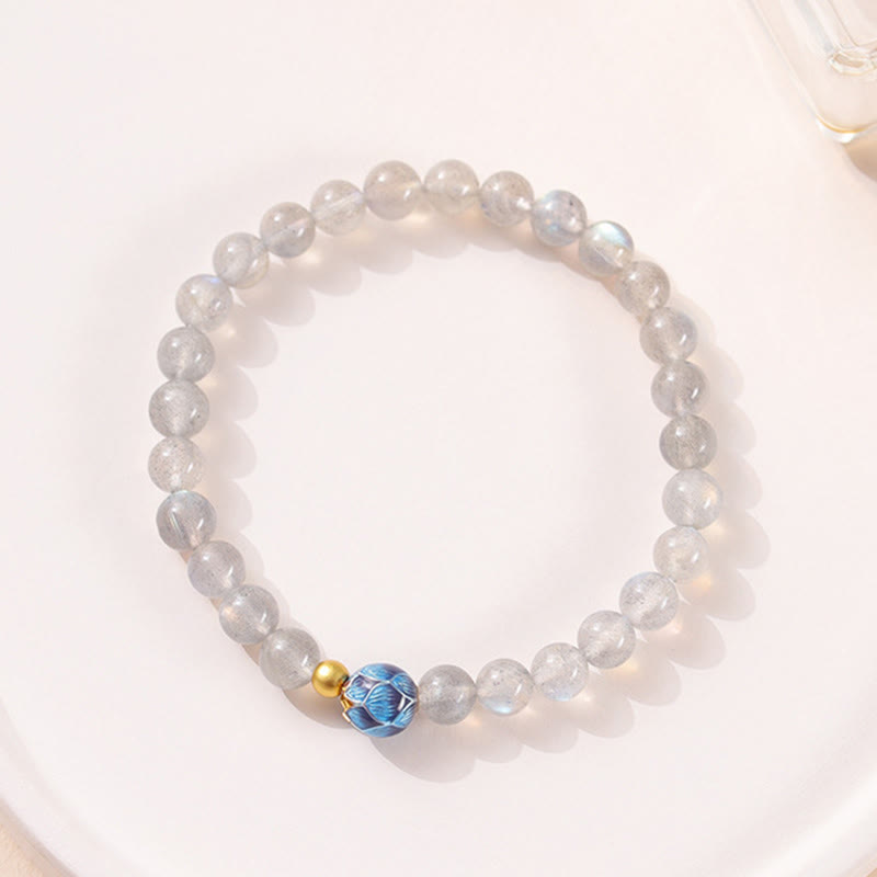 Buddha Stones Natürlicher Mondstein Lotus Love Charming Armband - image 2