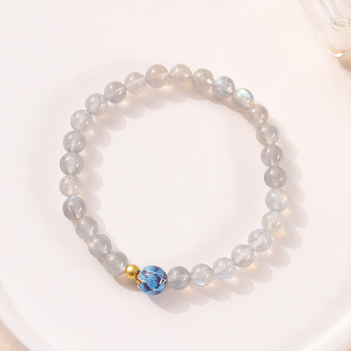 Buddha Stones Natürlicher Mondstein Lotus Love Charming Armband - image 2