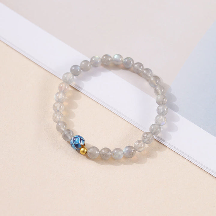 Buddha Stones Natürlicher Mondstein Lotus Love Charming Armband - image 1