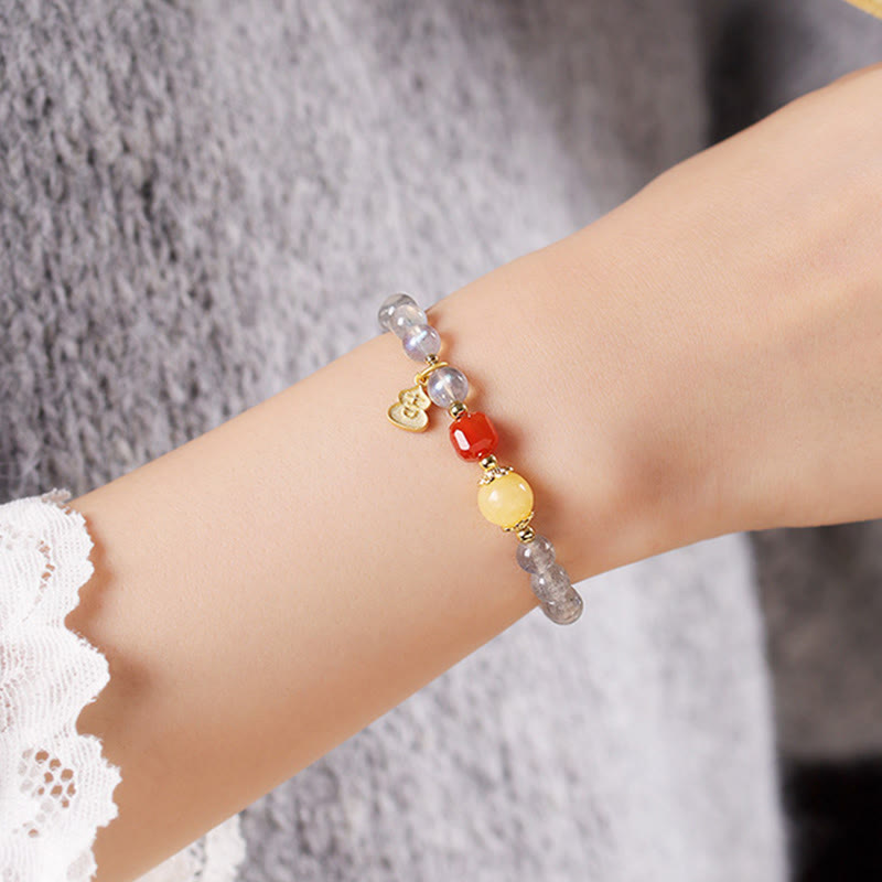 Buddha Stones Natürlicher Mondstein Lotus Love Charming Armband - image 14