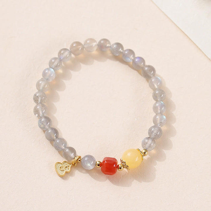 Buddha Stones Natürlicher Mondstein Lotus Love Charming Armband - image 11