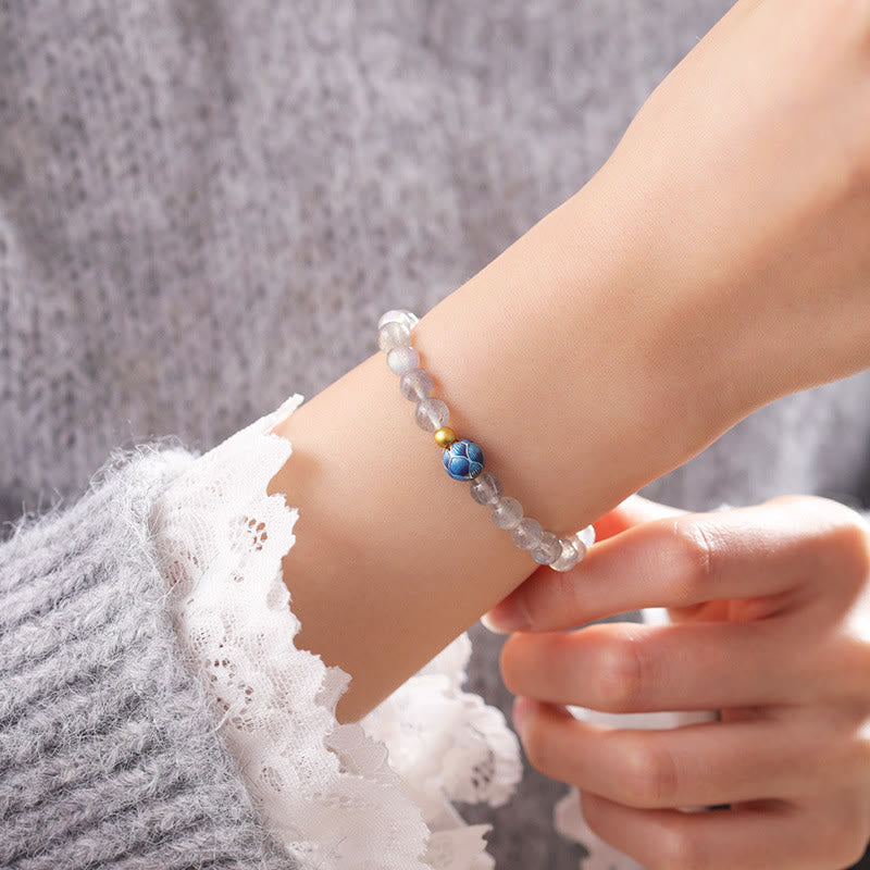 Buddha Stones Natürlicher Mondstein Lotus Love Charming Armband - image 4