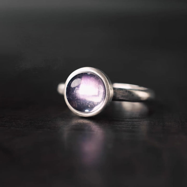 Buddha Stones Natürlicher 925 Sterling Silber Amethyst Verstellbarer Balance Ring - B-Stil (ca. 9 x 9 mm) - image 0