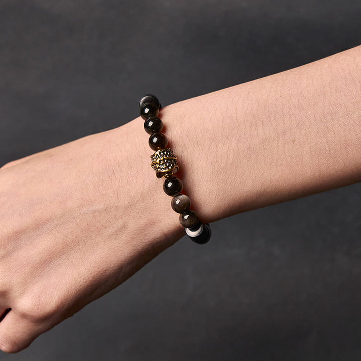 Buddha Stones Silberglanz Obsidian Ebenholz Schutzarmband - image 4