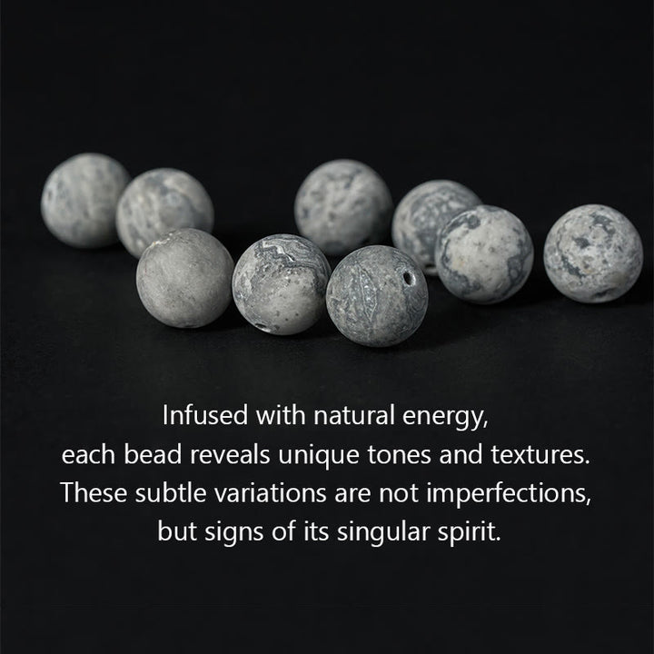 Buddha Stones, silberfarbener Obsidian, Lavagestein, grauer Jaspis, Om Mani Padme Hum Vajra, beruhigendes Armband - image 7