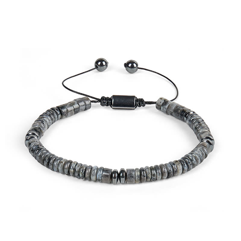 Buddha Stones Kleines schwarzes Obsidian-, grünes Aventurin- und graues Jaspis-Tigerauge-Armband mit Kraftseil - image 11