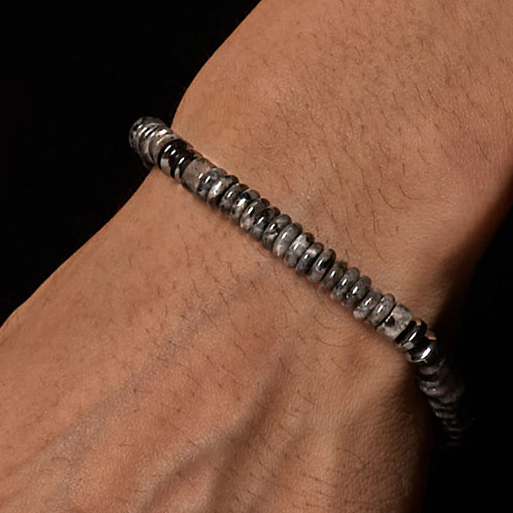 Buddha Stones Kleines schwarzes Obsidian-, grünes Aventurin- und graues Jaspis-Tigerauge-Armband mit Kraftseil - image 9