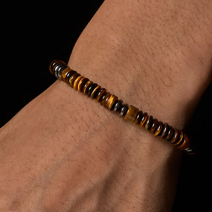 Buddha Stones Kleines schwarzes Obsidian-, grünes Aventurin- und graues Jaspis-Tigerauge-Armband mit Kraftseil - image 21