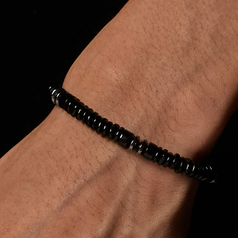 Buddha Stones Kleines schwarzes Obsidian-, grünes Aventurin- und graues Jaspis-Tigerauge-Armband mit Kraftseil - image 2