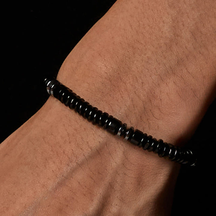 Buddha Stones Kleines schwarzes Obsidian-, grünes Aventurin- und graues Jaspis-Tigerauge-Armband mit Kraftseil - image 2