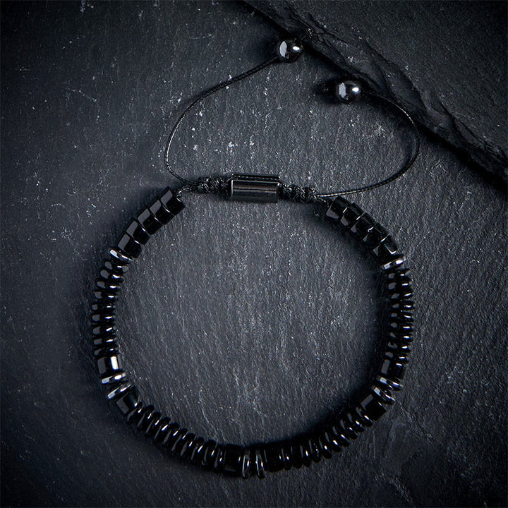 Buddha Stones Kleines schwarzes Obsidian-, grünes Aventurin- und graues Jaspis-Tigerauge-Armband mit Kraftseil - Schwarzer Obsidian (Handgelenkumfang: 15–20 cm) - image 0