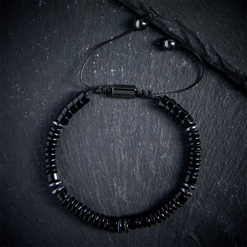 Buddha Stones Kleines schwarzes Obsidian-, grünes Aventurin- und graues Jaspis-Tigerauge-Armband mit Kraftseil - Schwarzer Obsidian (Handgelenkumfang: 15–20 cm) - image 0