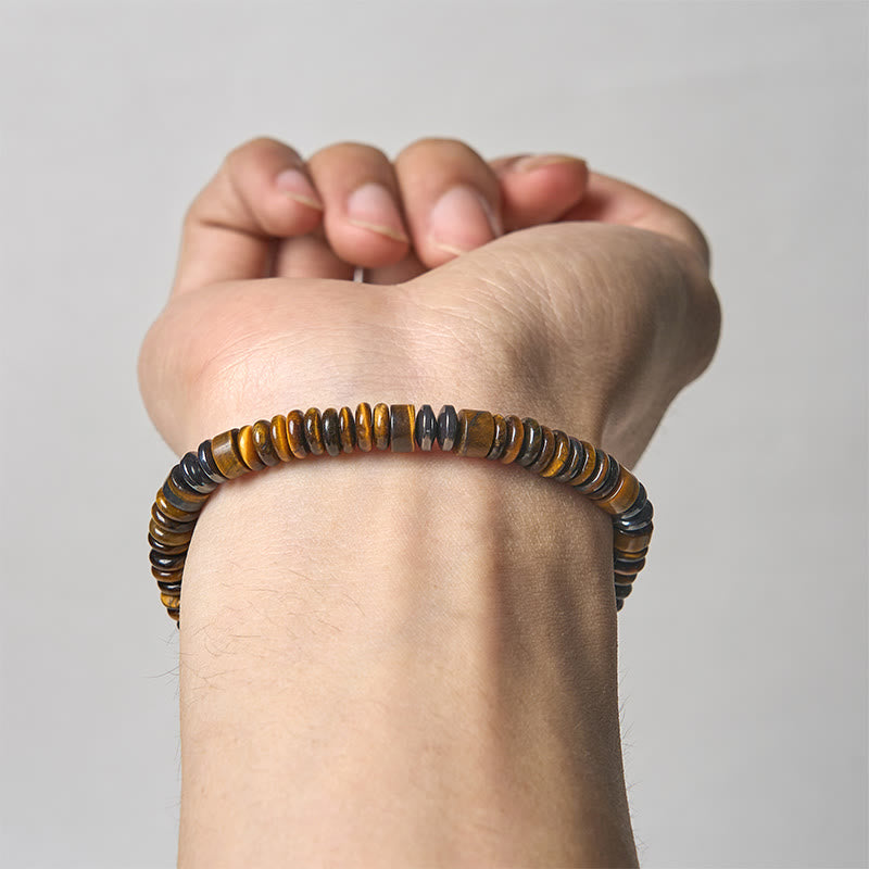 Buddha Stones Kleines schwarzes Obsidian-, grünes Aventurin- und graues Jaspis-Tigerauge-Armband mit Kraftseil - image 22