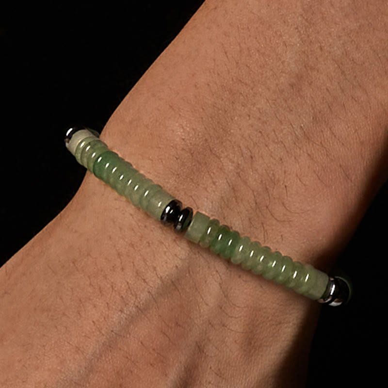 Buddha Stones Kleines schwarzes Obsidian-, grünes Aventurin- und graues Jaspis-Tigerauge-Armband mit Kraftseil - image 15