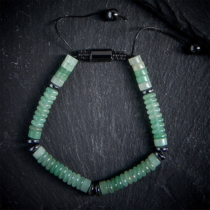 Buddha Stones Kleines schwarzes Obsidian-, grünes Aventurin- und graues Jaspis-Tigerauge-Armband mit Kraftseil - Grüner Aventurin (Handgelenkumfang: 15–20 cm) - image 13