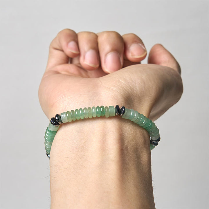 Buddha Stones Kleines schwarzes Obsidian-, grünes Aventurin- und graues Jaspis-Tigerauge-Armband mit Kraftseil - image 16