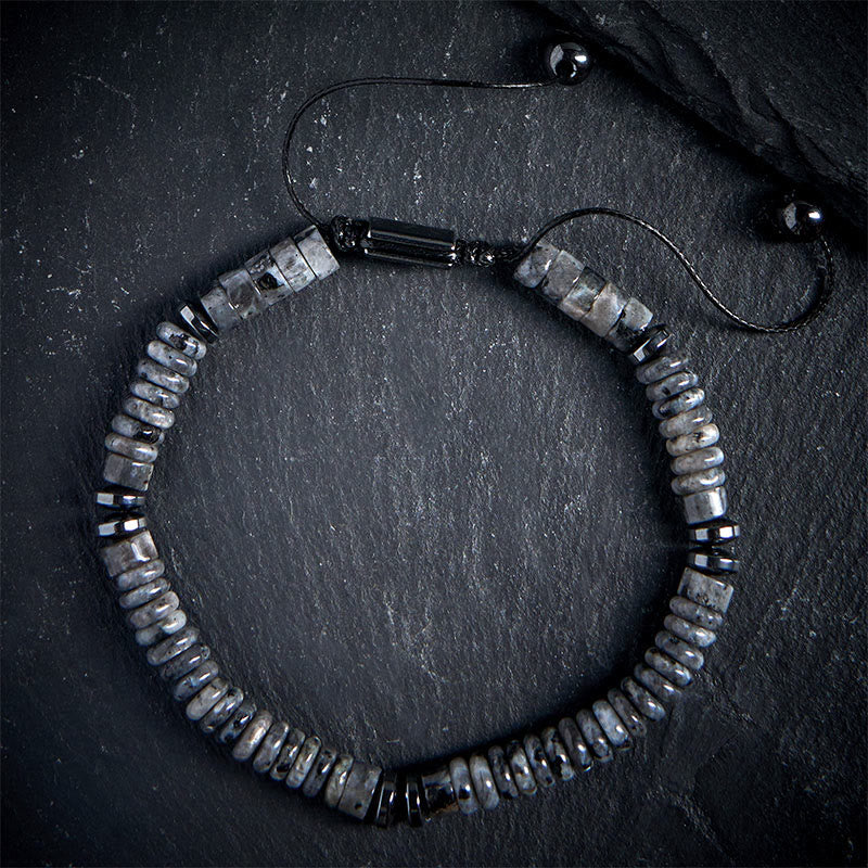 Buddha Stones Kleines schwarzes Obsidian-, grünes Aventurin- und graues Jaspis-Tigerauge-Armband mit Kraftseil - Grauer Jaspis (Handgelenkumfang: 15–20 cm) - image 7