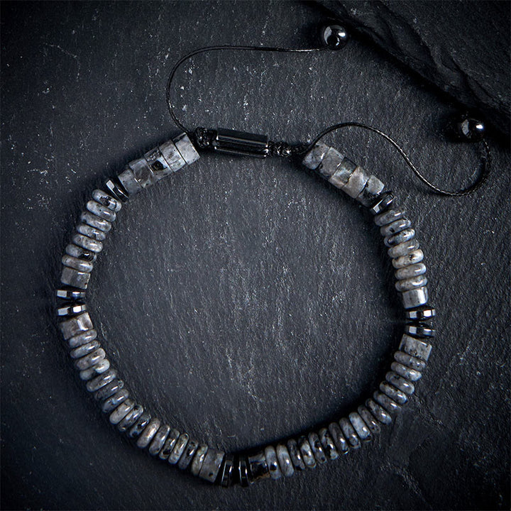 Buddha Stones Kleines schwarzes Obsidian-, grünes Aventurin- und graues Jaspis-Tigerauge-Armband mit Kraftseil - Grauer Jaspis (Handgelenkumfang: 15–20 cm) - image 7