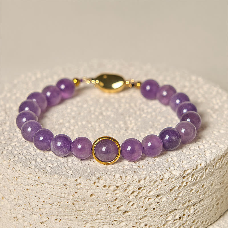 Buddha Stones Natürliche Amethystperlen Balance Lindert Stress Schnalle Armband - image 3