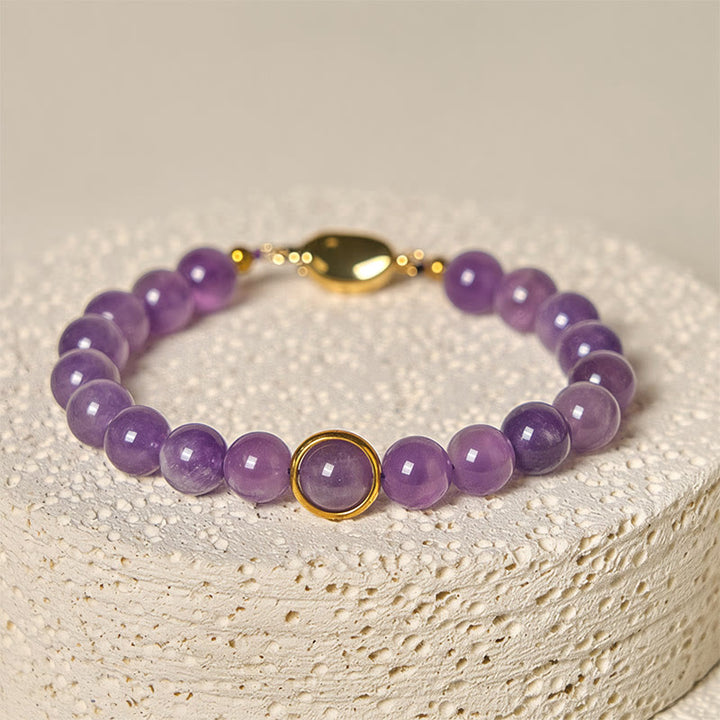 Buddha Stones Natürliche Amethystperlen Balance Lindert Stress Schnalle Armband - image 3