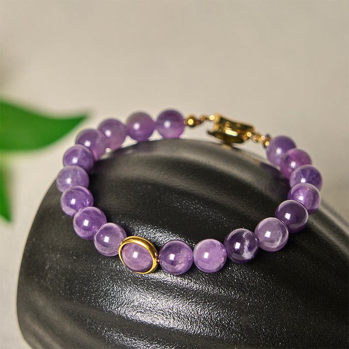 Buddha Stones Natürliche Amethystperlen Balance Lindert Stress Schnalle Armband - Amethyst & goldene Schnalle (Handgelenkumfang: 14–16 cm) - image 0